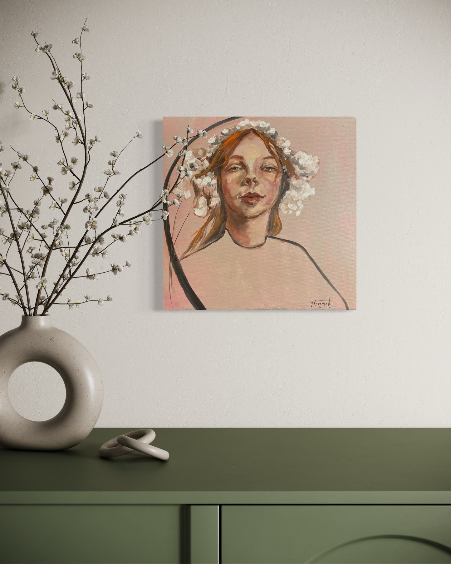 Peinture à l'huile "La mariée"
