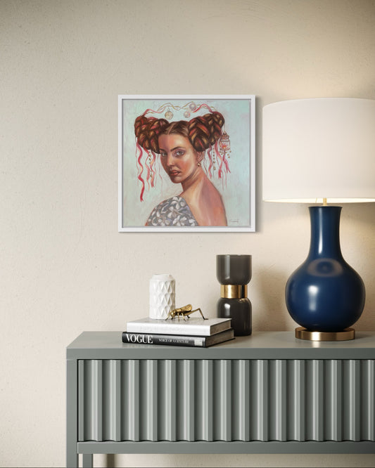 Peinture à l'huile "La gardienne du temps et rallumeuse de feux éteints"