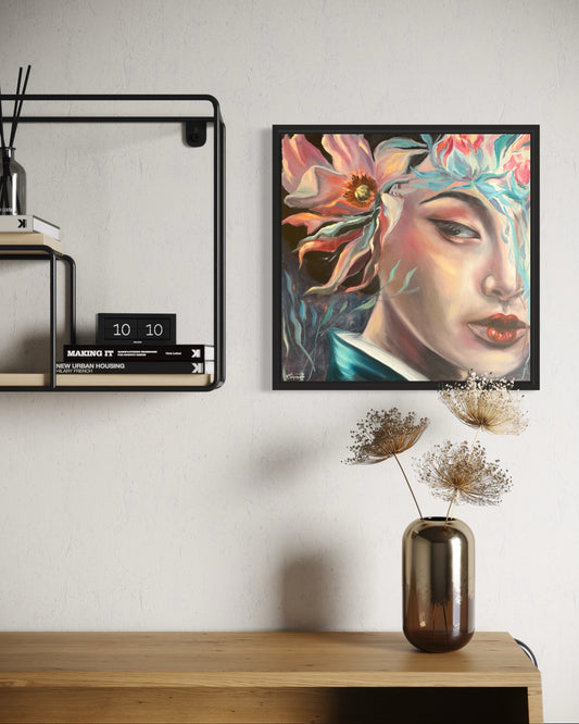 Peinture à l'huile "Le regard discret"