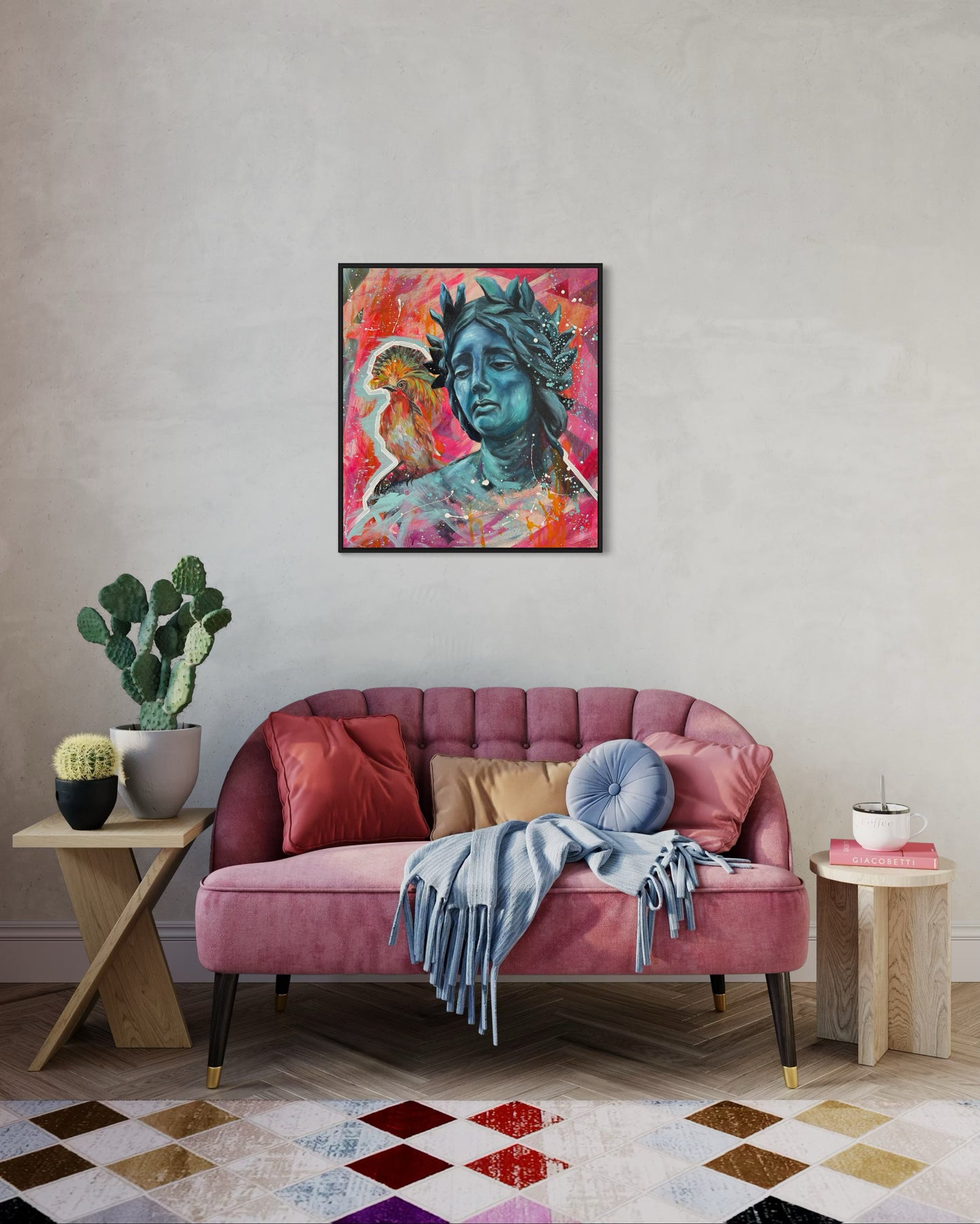 Peinture à l'huile "La joie sur l'épaule de la tristesse"
