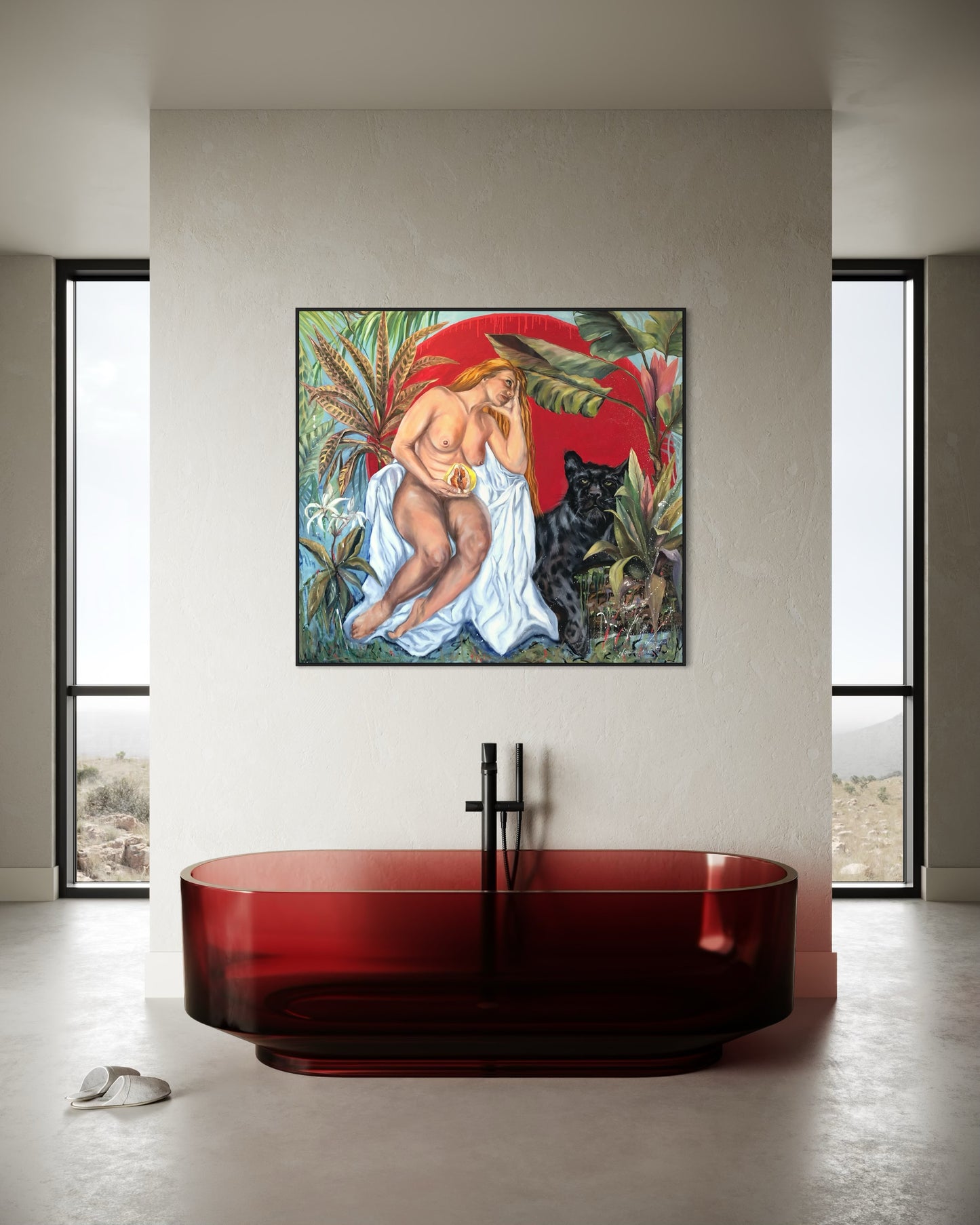 Peinture à l'huile "Le fruit défendu"