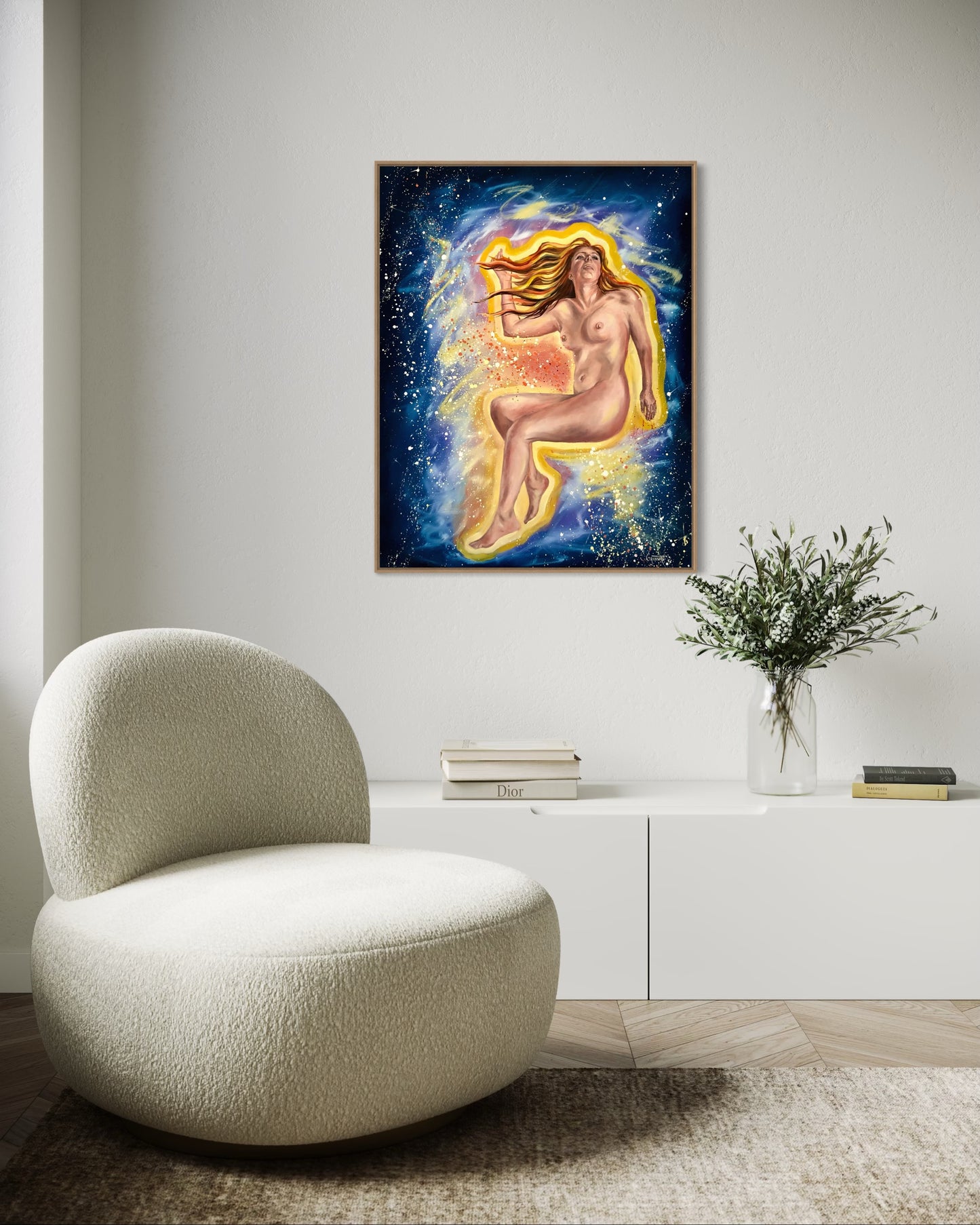 Peinture à l'huile "Et le big bang créa la femme"