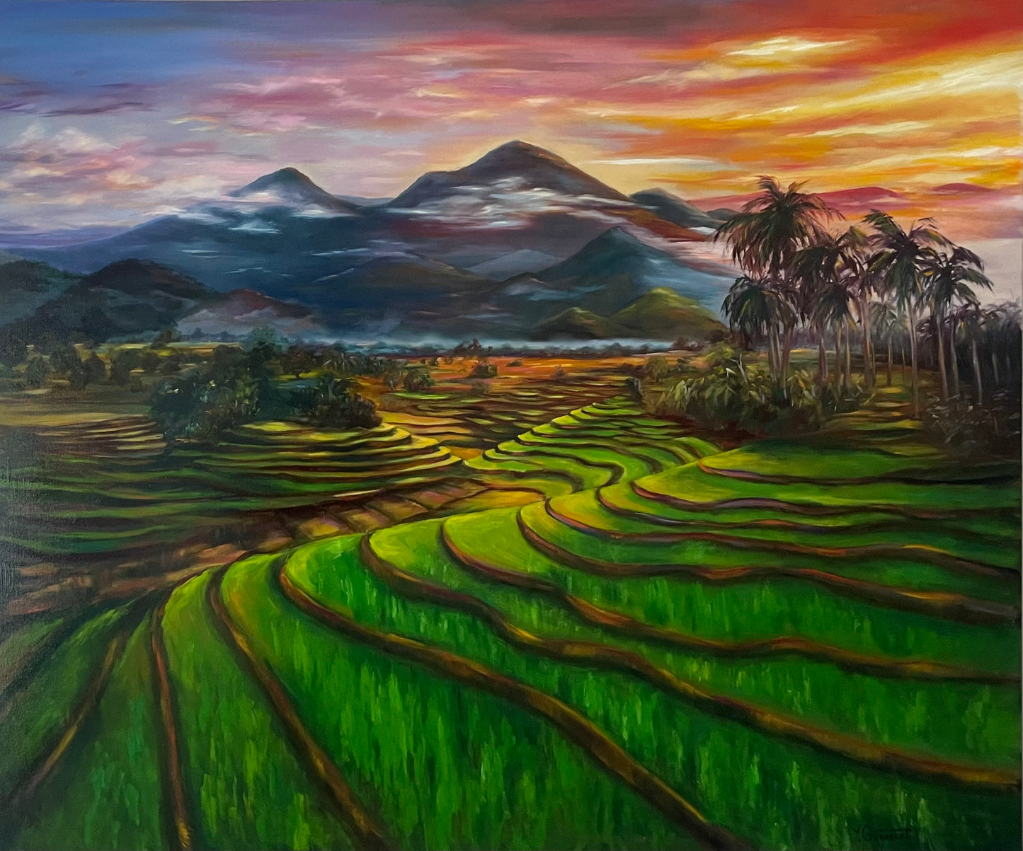 Peinture à l'huile "Sideman.Bali"