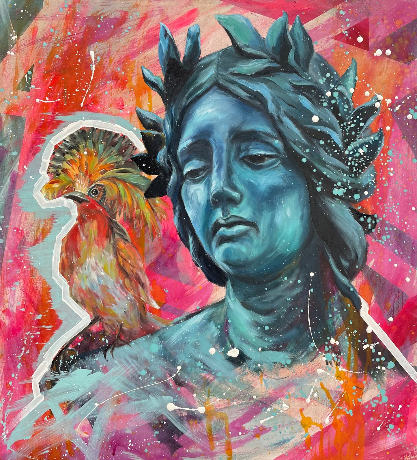 Peinture à l'huile "La joie sur l'épaule de la tristesse"
