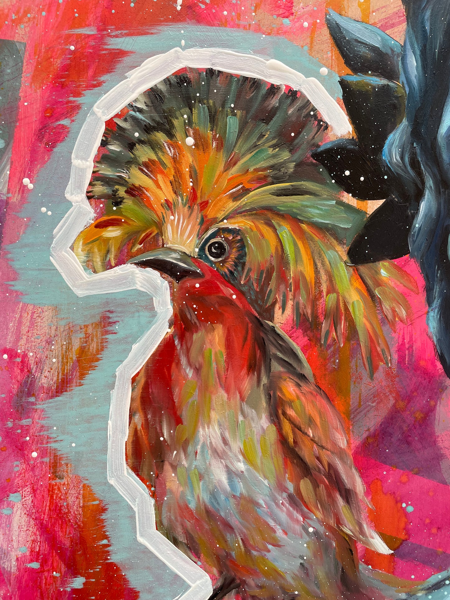 Peinture à l'huile "La joie sur l'épaule de la tristesse"