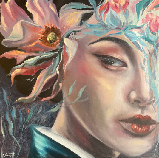Peinture à l'huile "Le regard discret"