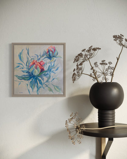 Peinture à l'huile "Pivoine"