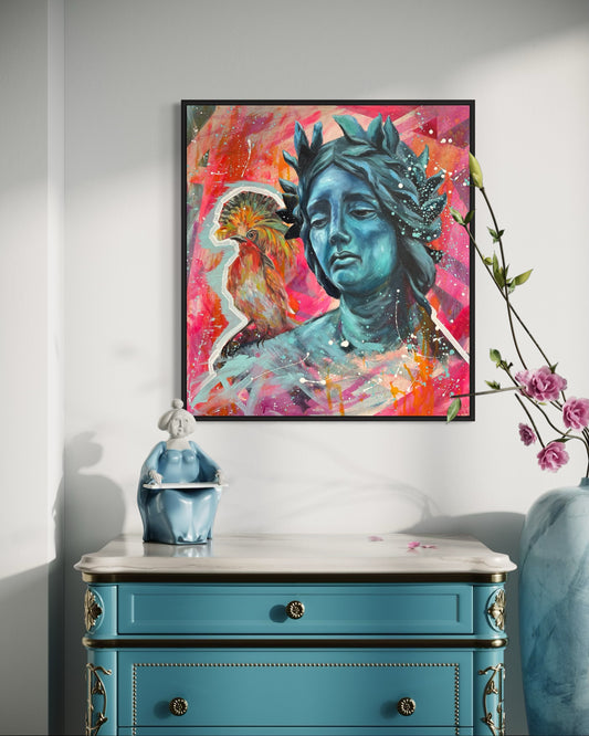 Peinture à l'huile "La joie sur l'épaule de la tristesse"