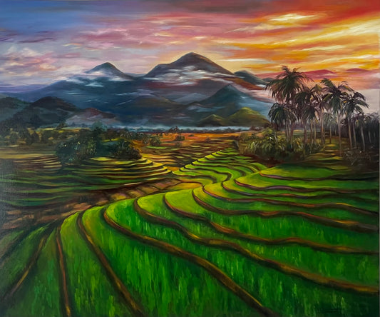 Peinture à l'huile "Sideman.Bali"