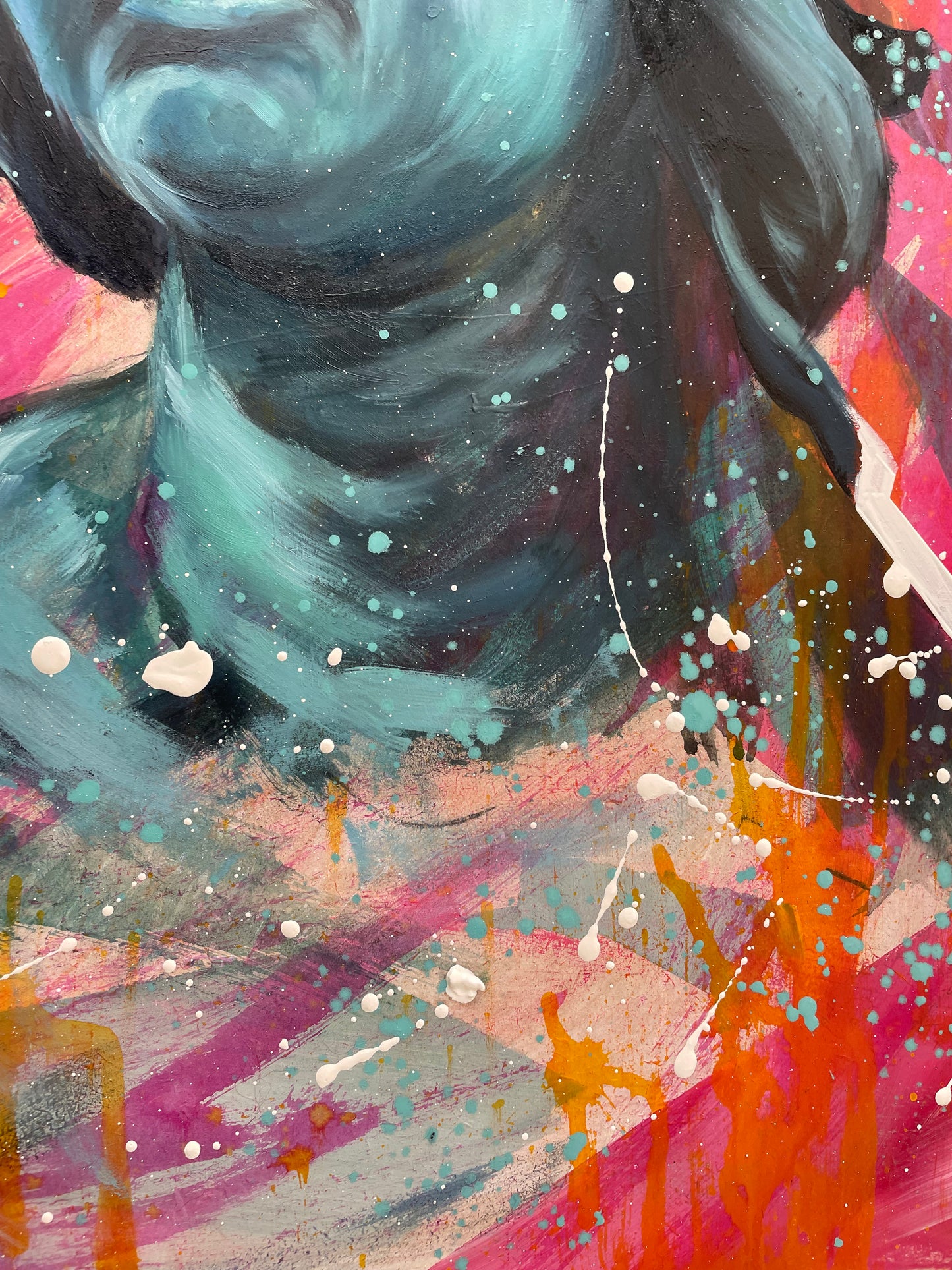 Peinture à l'huile "La joie sur l'épaule de la tristesse"